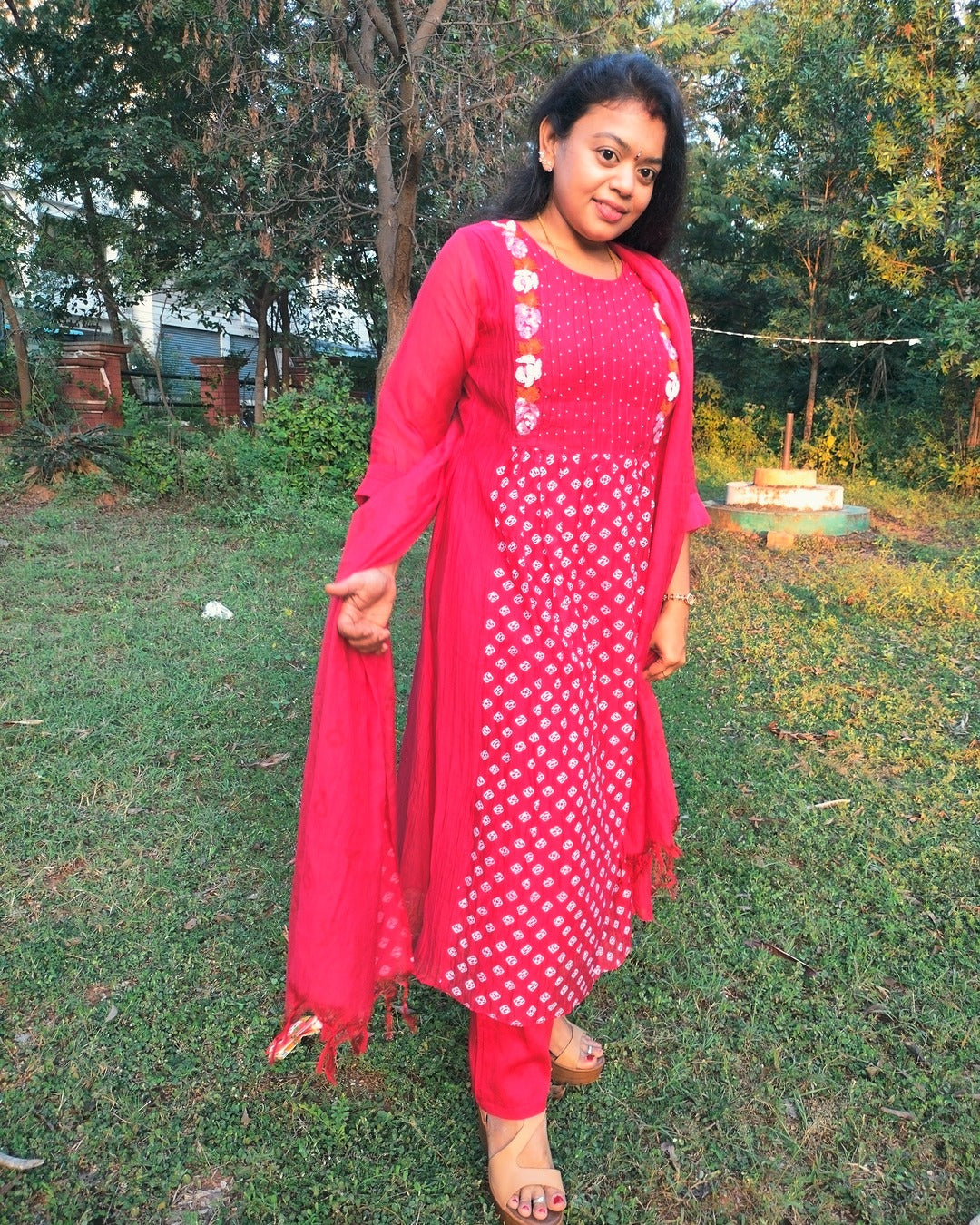 Premium mulchanderi 3 piece A-line kurthi set