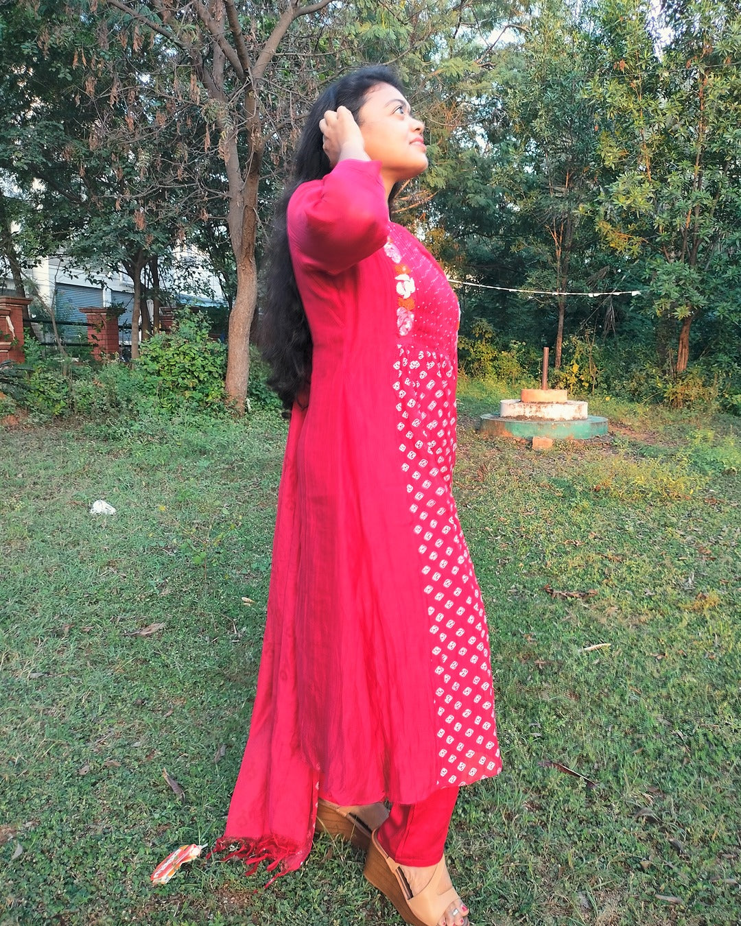 Premium mulchanderi 3 piece A-line kurthi set