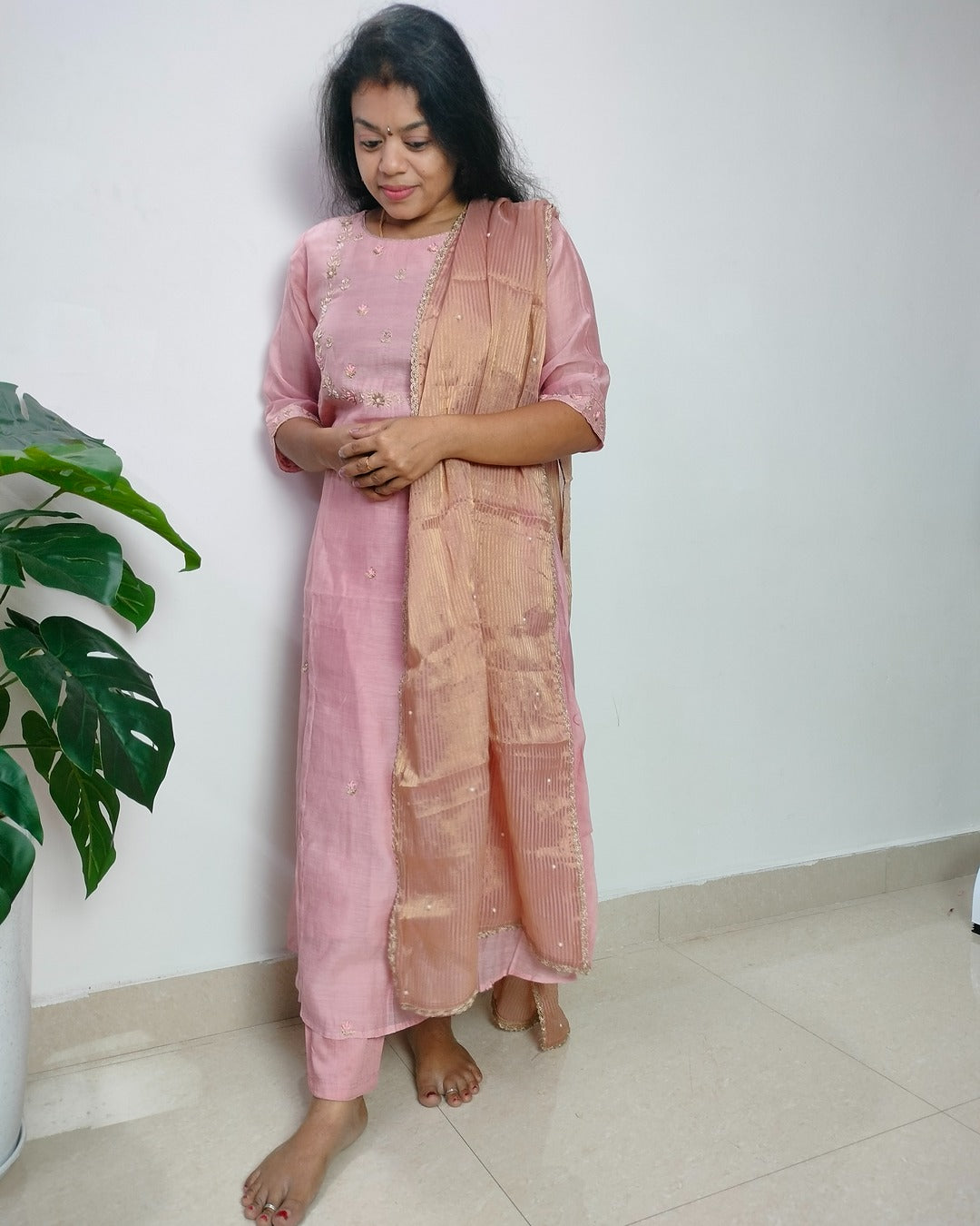 Premium Mulchanderi 3 piece A-line kurthi set
