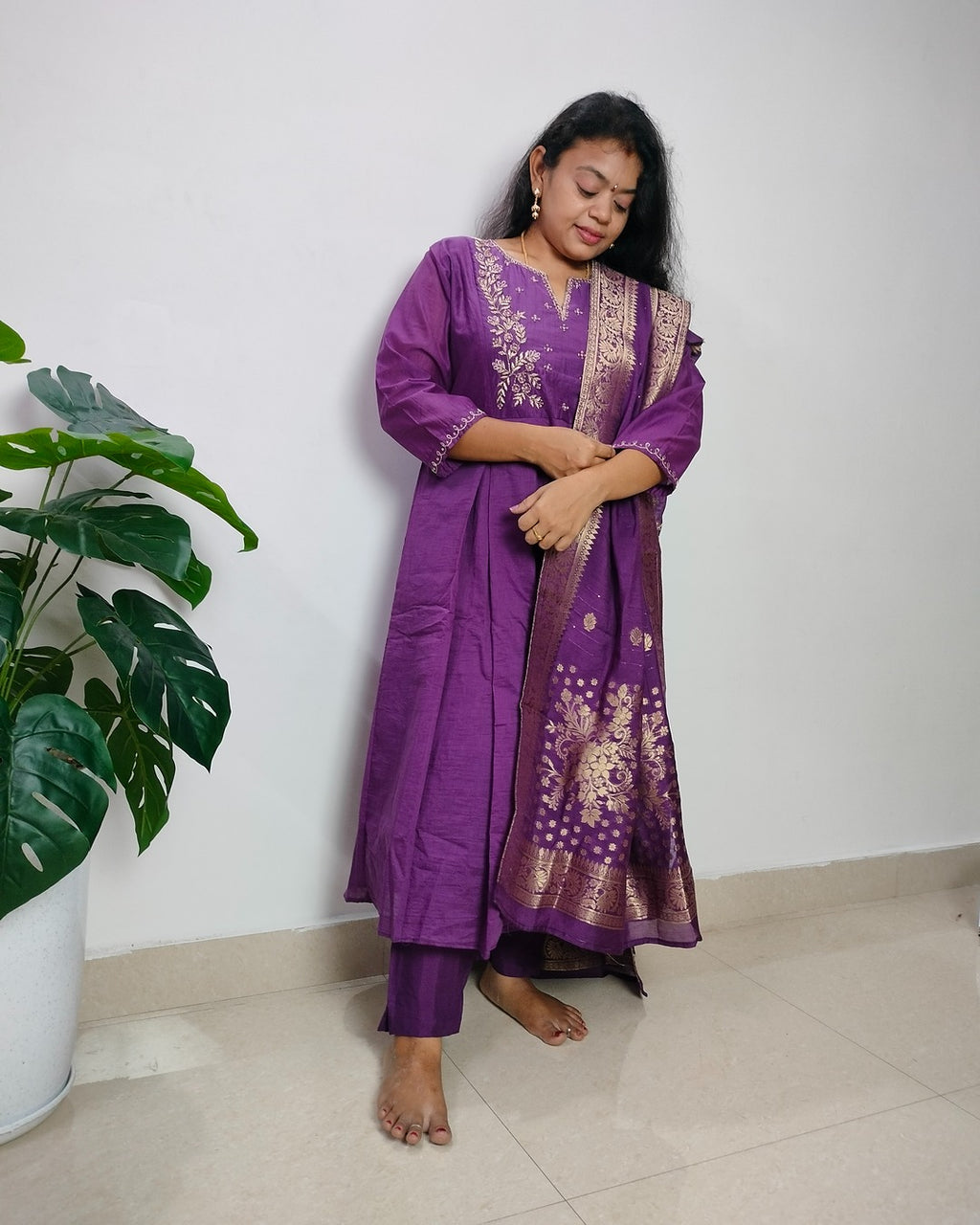 Chanderi 3 piece suit set.