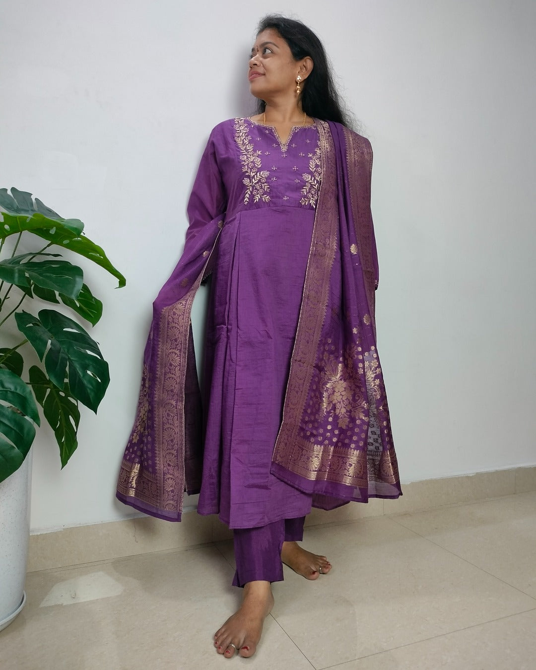 Chanderi 3 piece suit set.