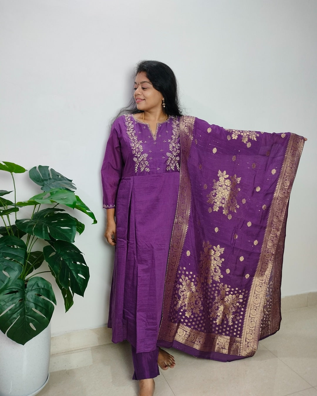 Chanderi 3 piece suit set.