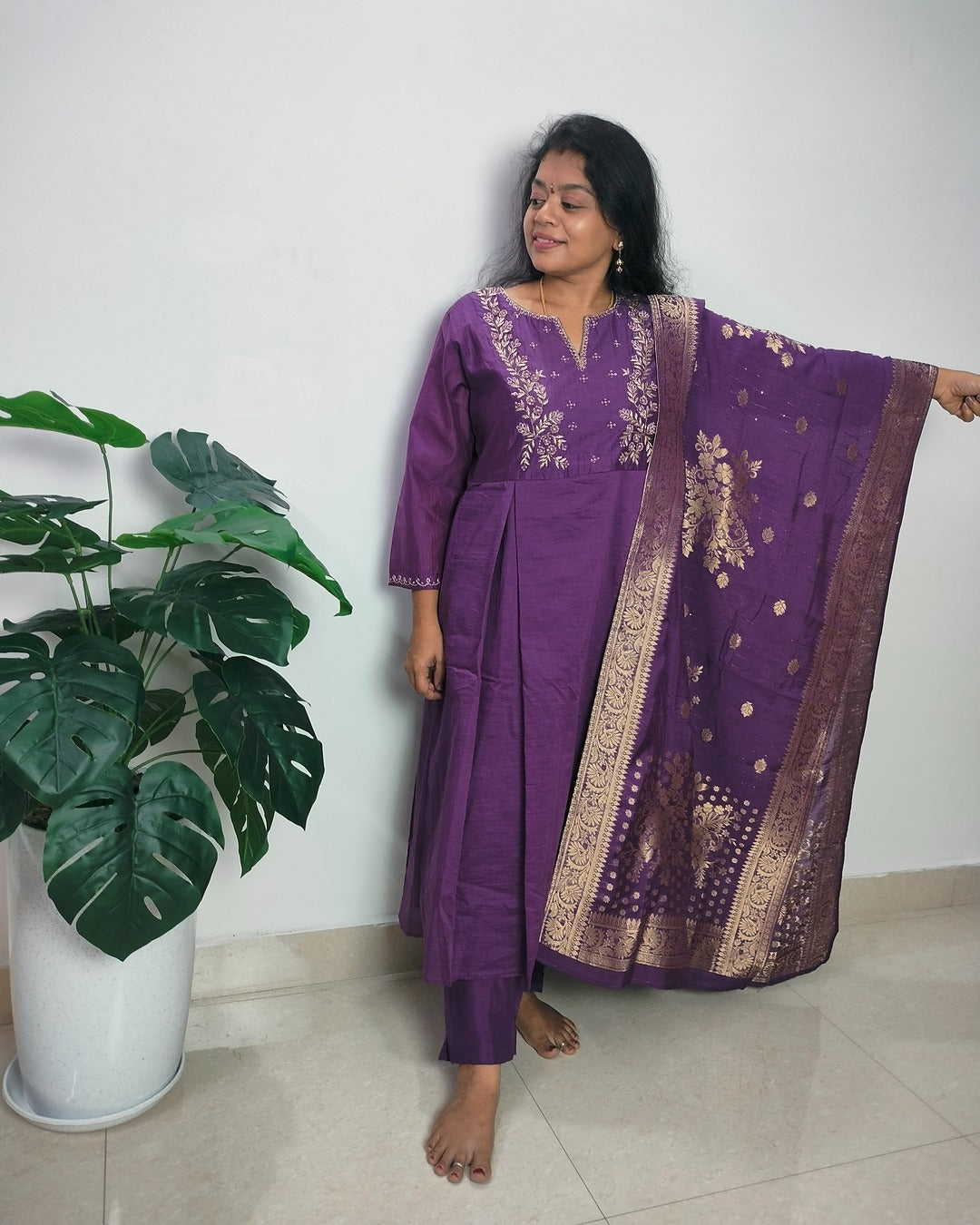 Chanderi 3 piece suit set.