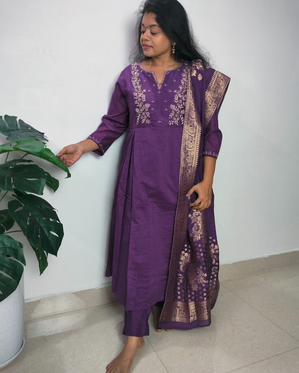 Chanderi 3 piece suit set.