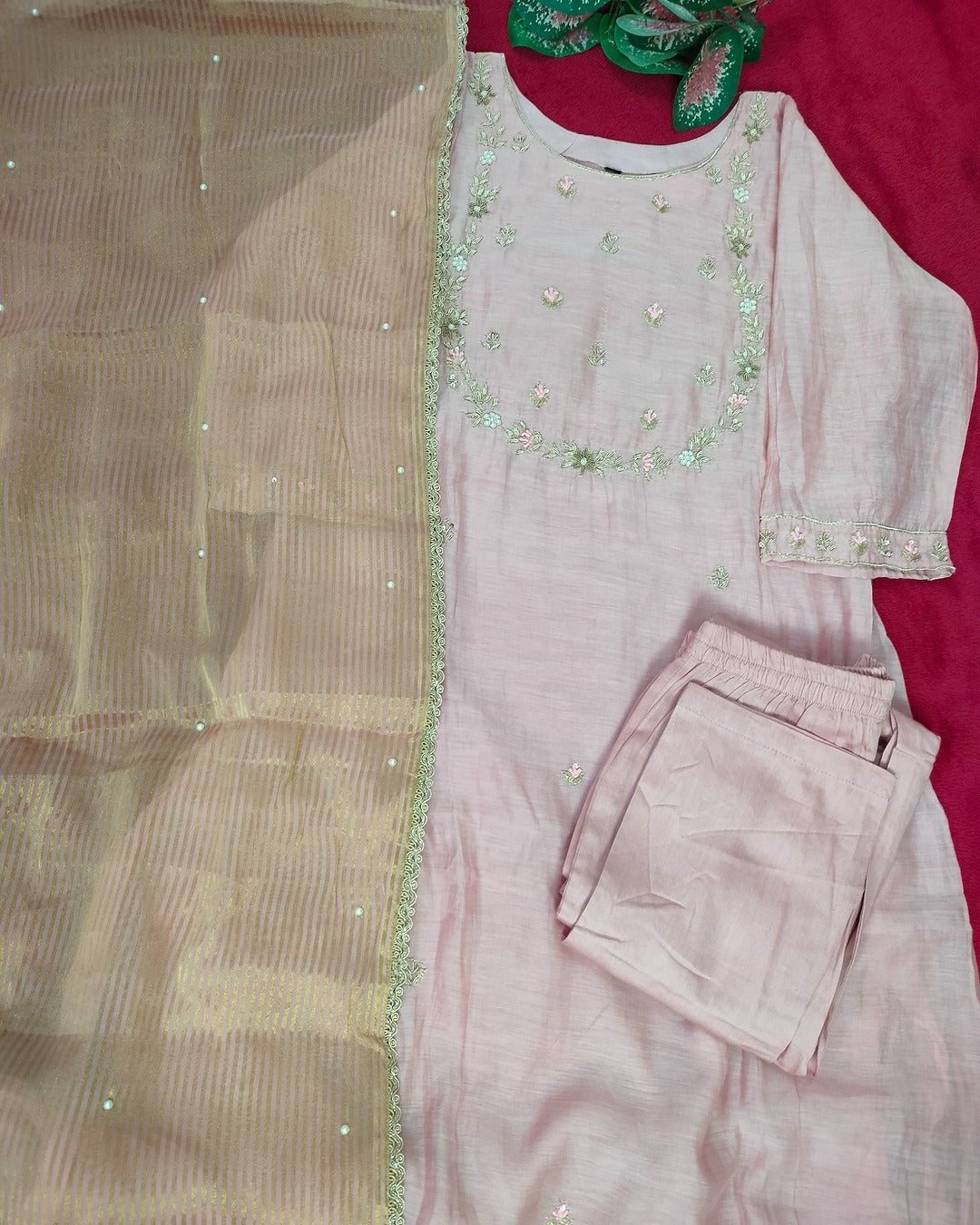 Premium Mulchanderi 3 piece A-line kurthi set