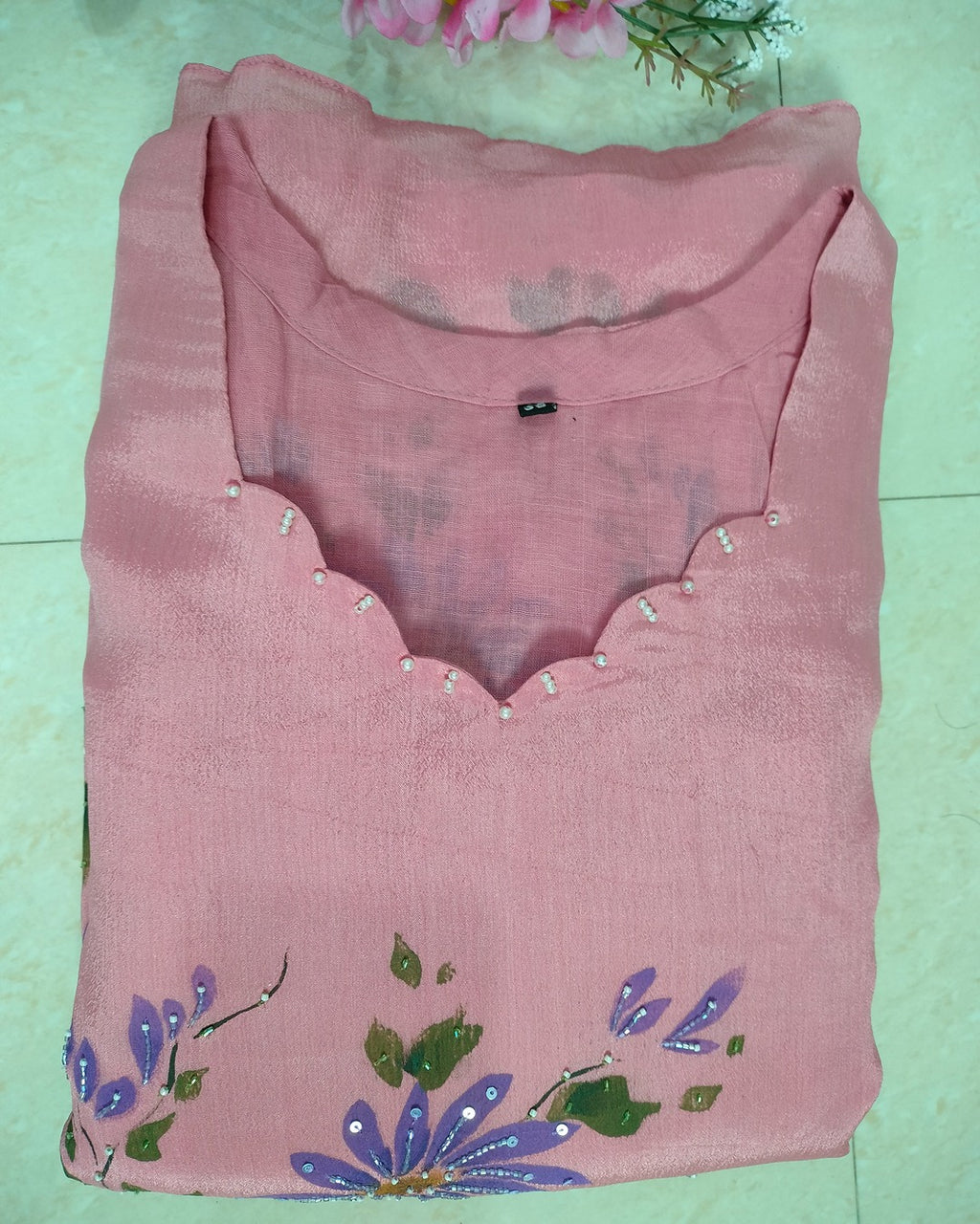 Pure Chinon 3 piece A-line kurthi set