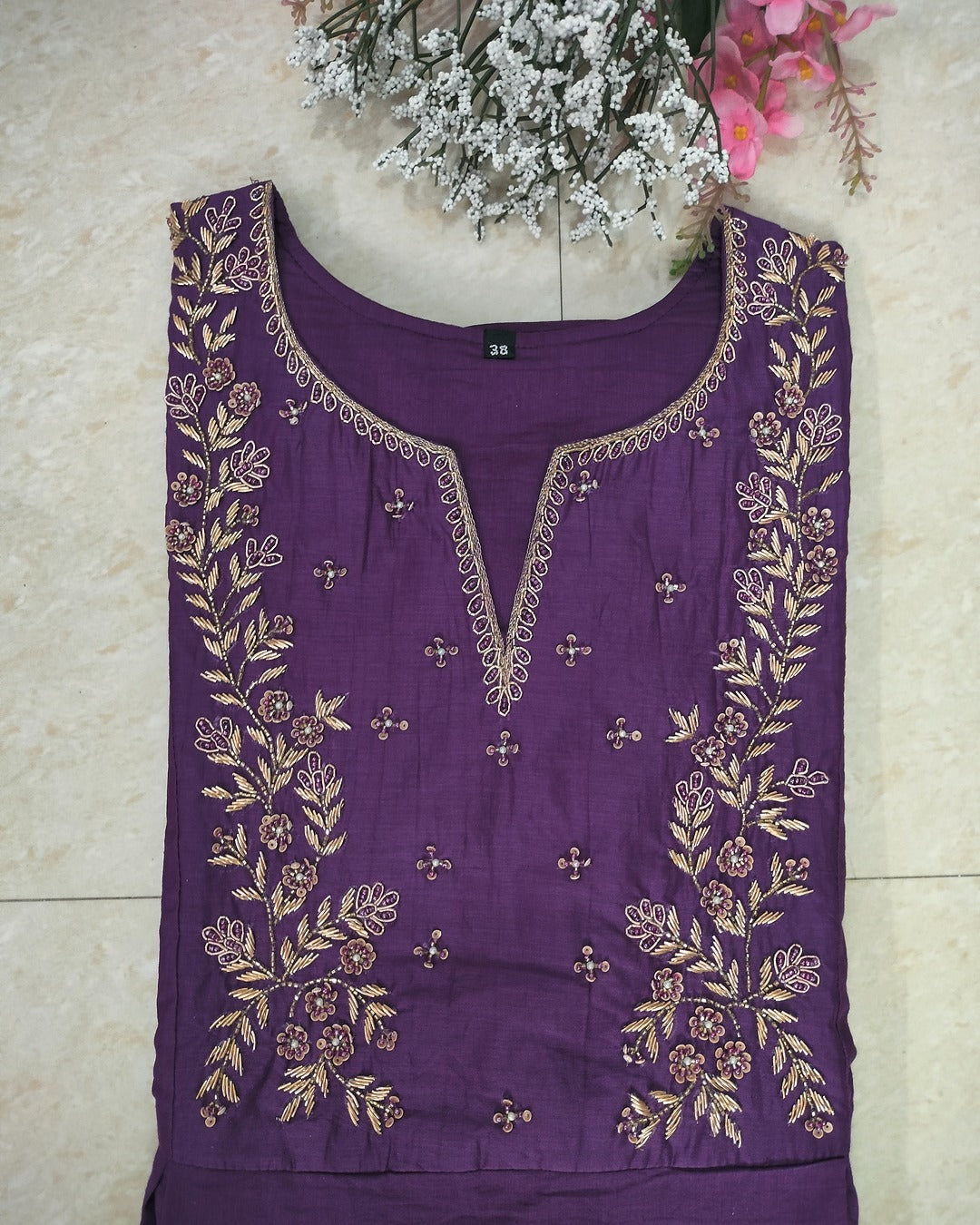 Chanderi 3 piece suit set.