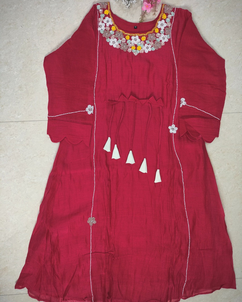 Premium mulchanderi 3 piece A-line kurthi set