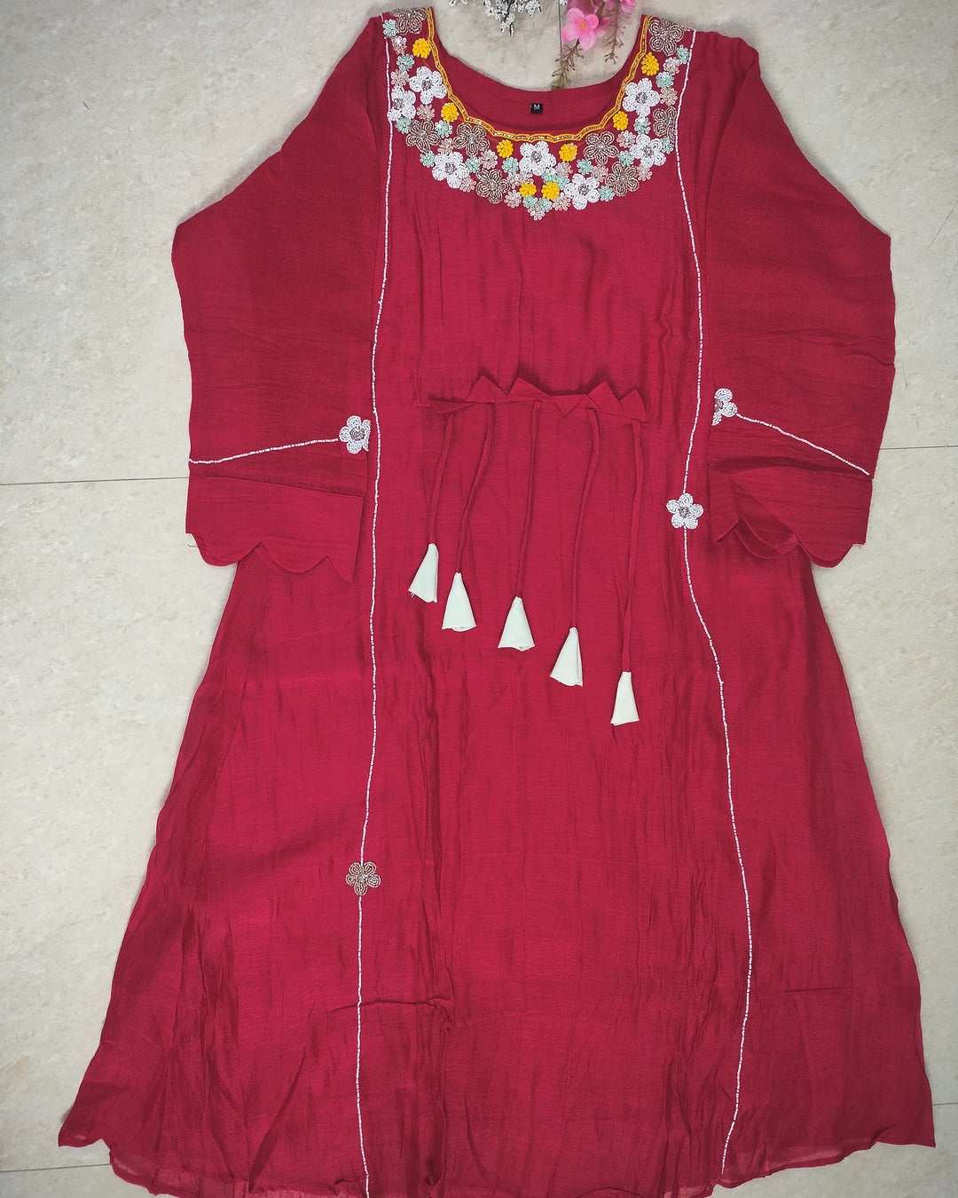 Premium mulchanderi 3 piece A-line kurthi set