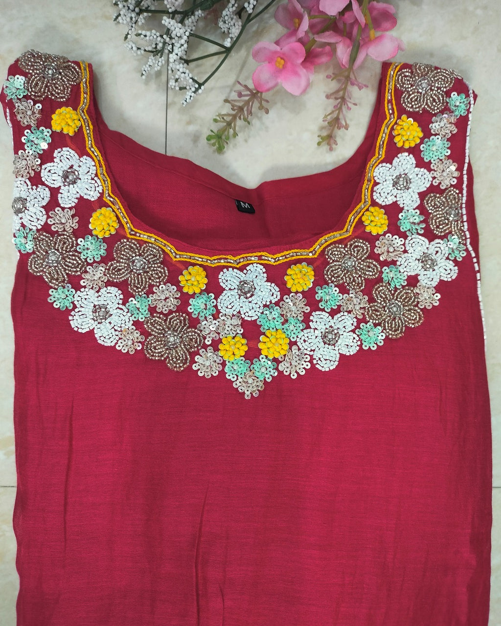 Premium mulchanderi 3 piece A-line kurthi set