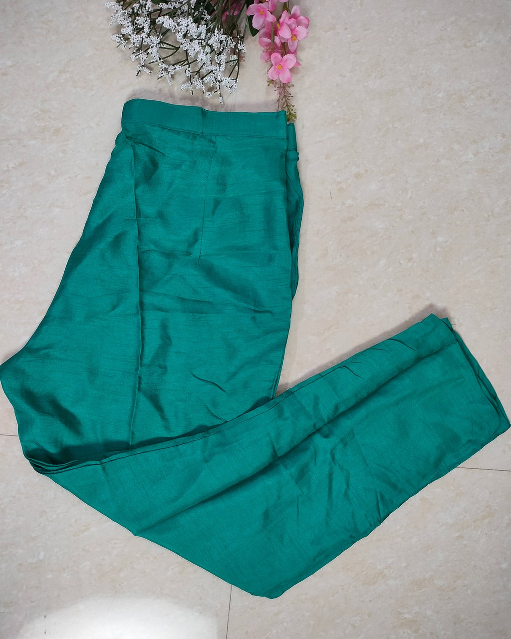 Deep sea green colour jacquard silk straight cut 3-piece suit set