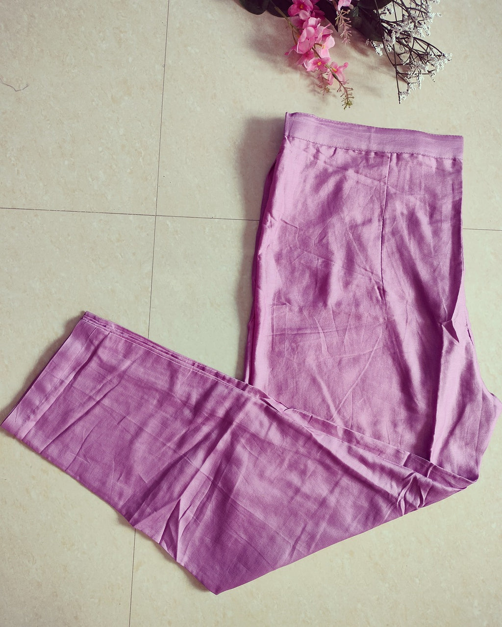 Lilac colour premium mulchanderi 2 piece suit set