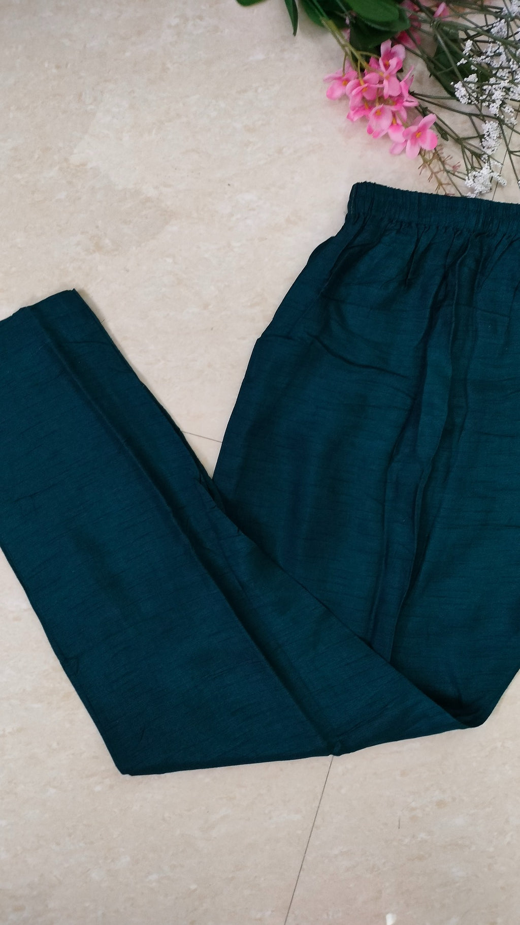 Mulchanderi rich teal color 3 piece A-line kurthi set