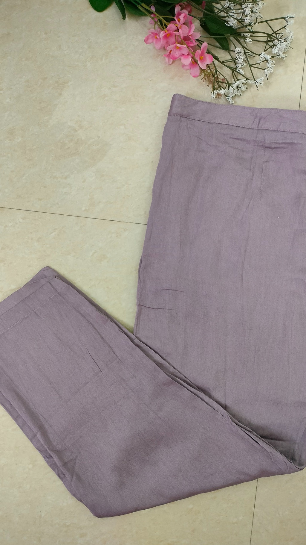 Mulchanderi dusty lavender color 3 piece A-line kurthi set