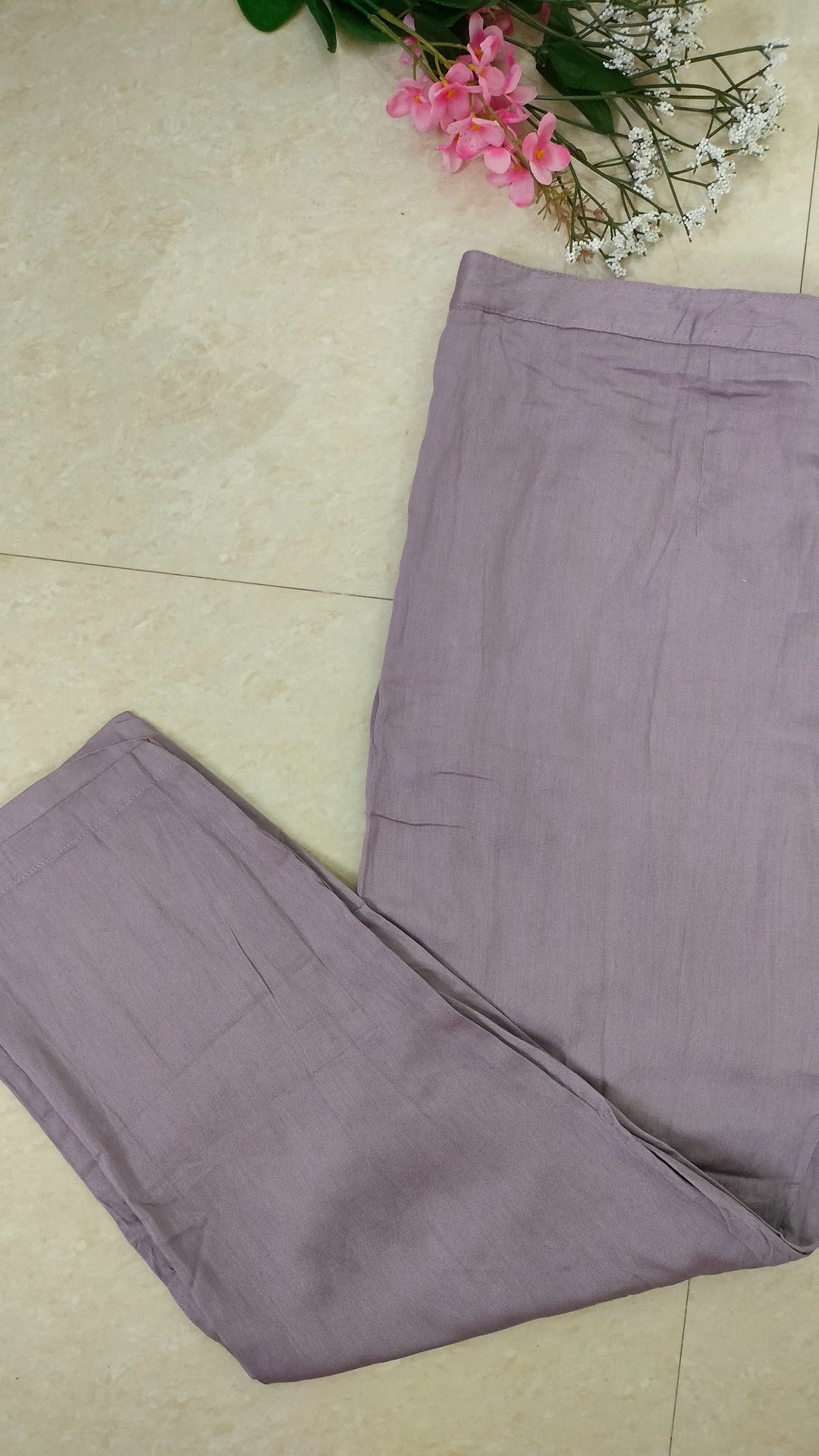 Mulchanderi dusty lavender color 3 piece A-line kurthi set
