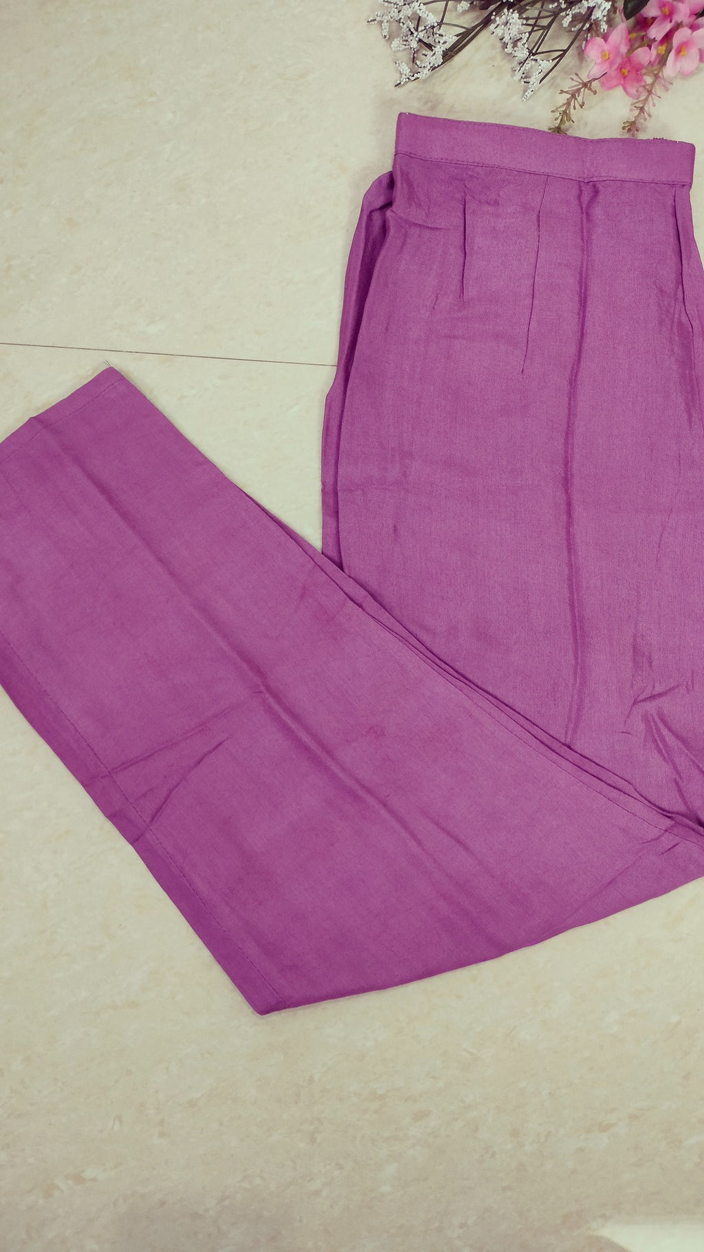 Light Purple viscose chanderi 3 piece A-line kurthi set