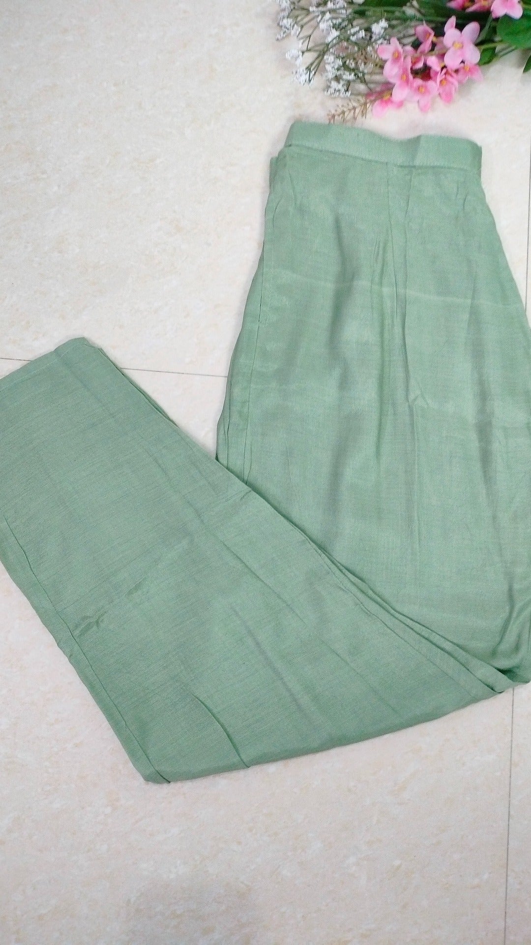 Sage green soft organza A-line 3- piece suit set.