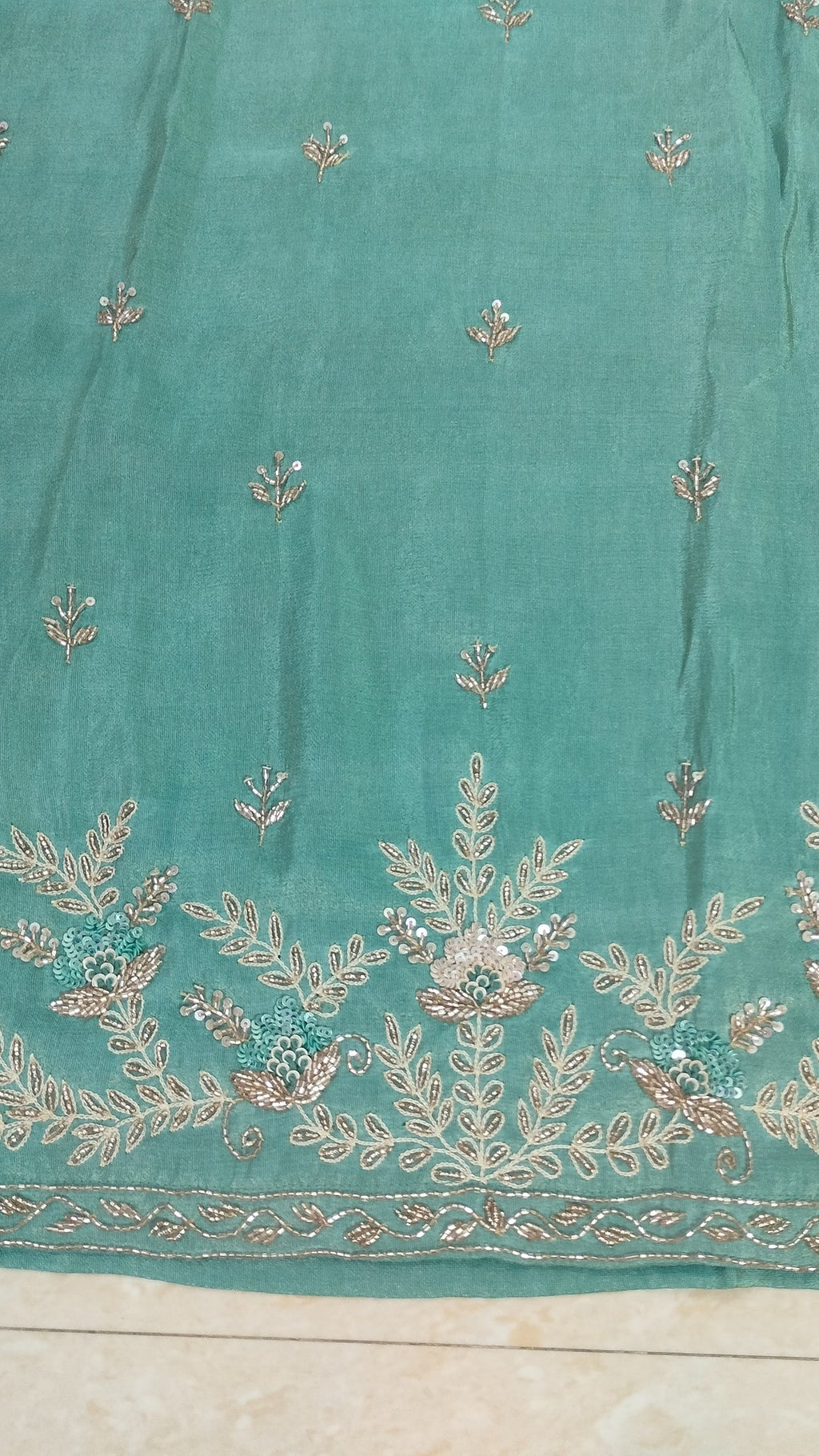 Light bluish green coloured Tissue Sharara set