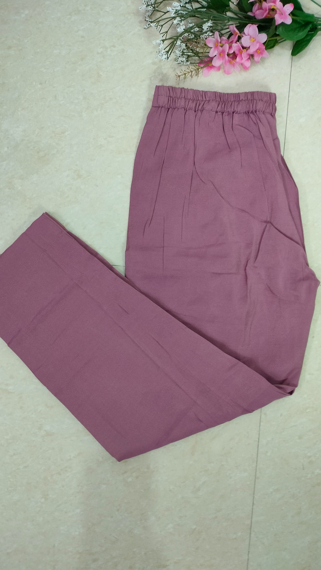 Mauve Silk blend Tissue Three piece straight fit kurta set