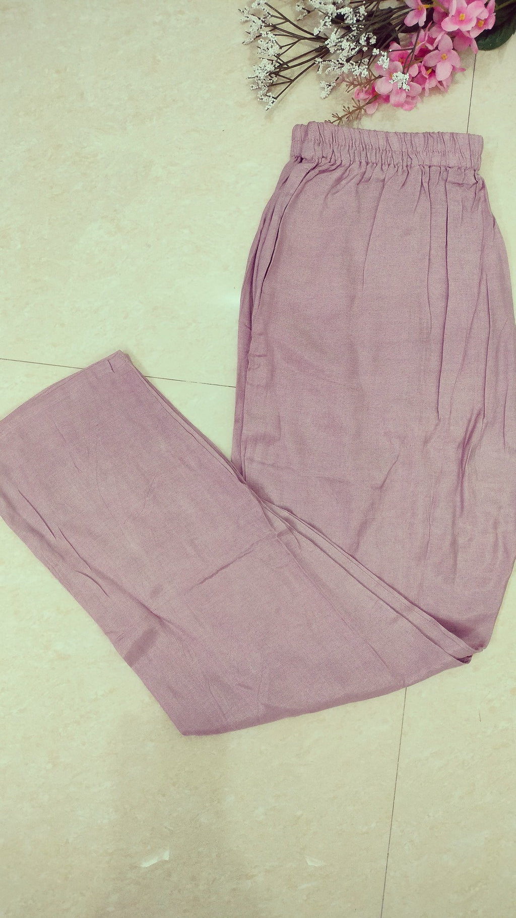 lilac ombre tissue 3 piece straight cut tunic set