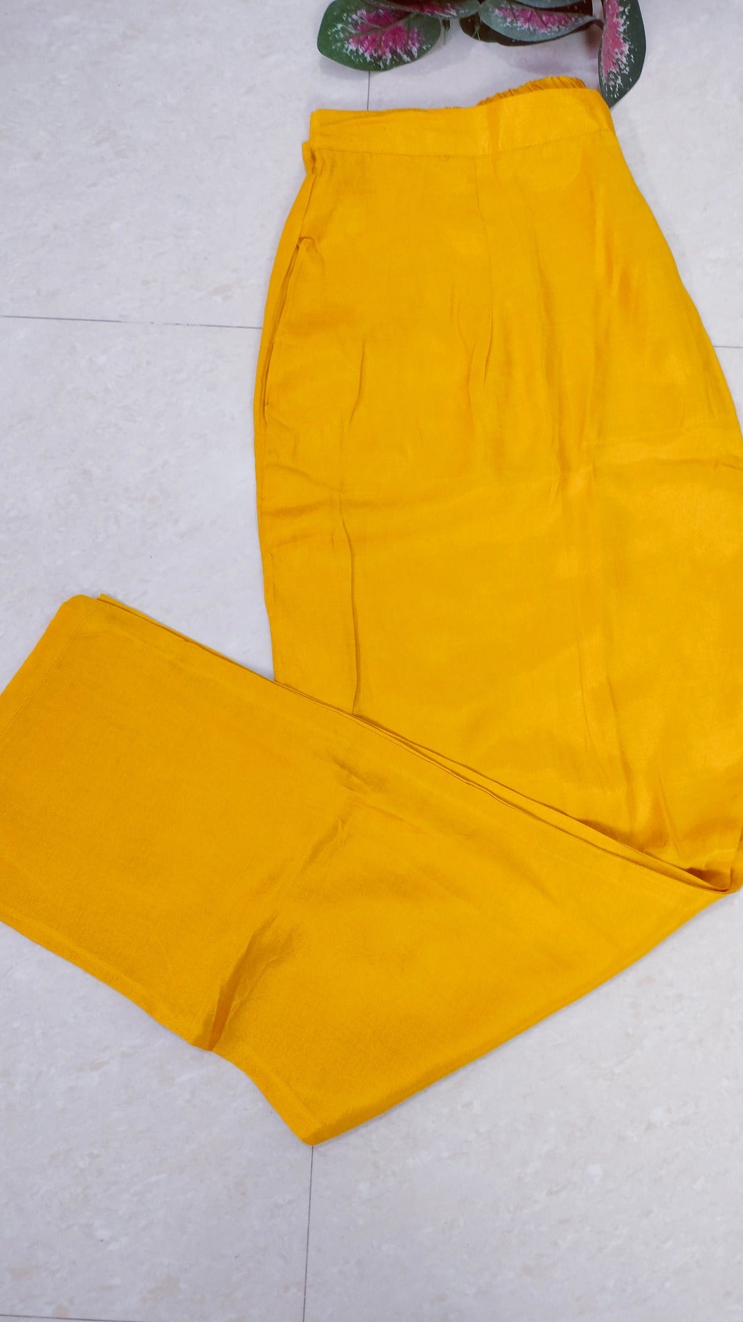 Premium mul chanderi Yellow colour A-line suit set