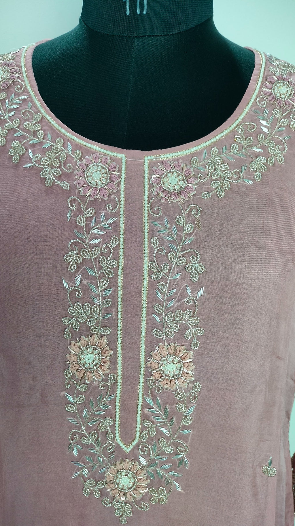 Dusty Pink soft Organza A- line 3-piece suit set