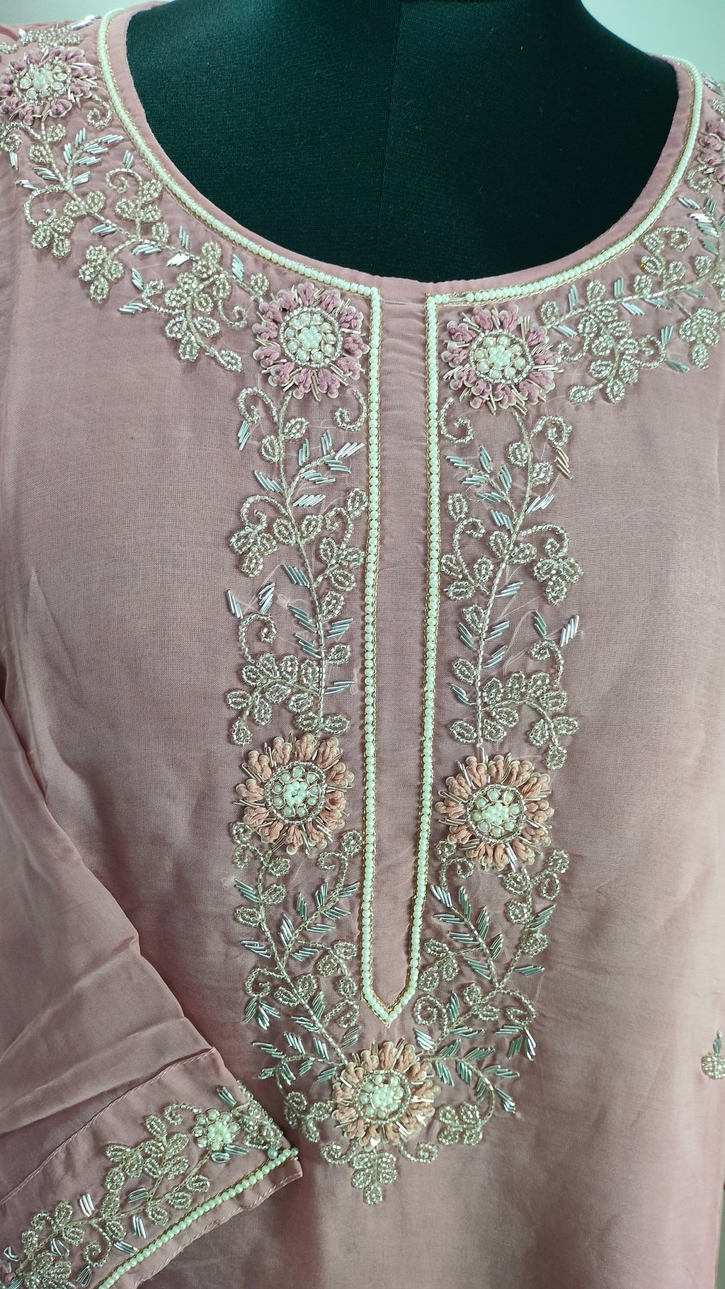 Dusty Pink soft Organza A- line 3-piece suit set