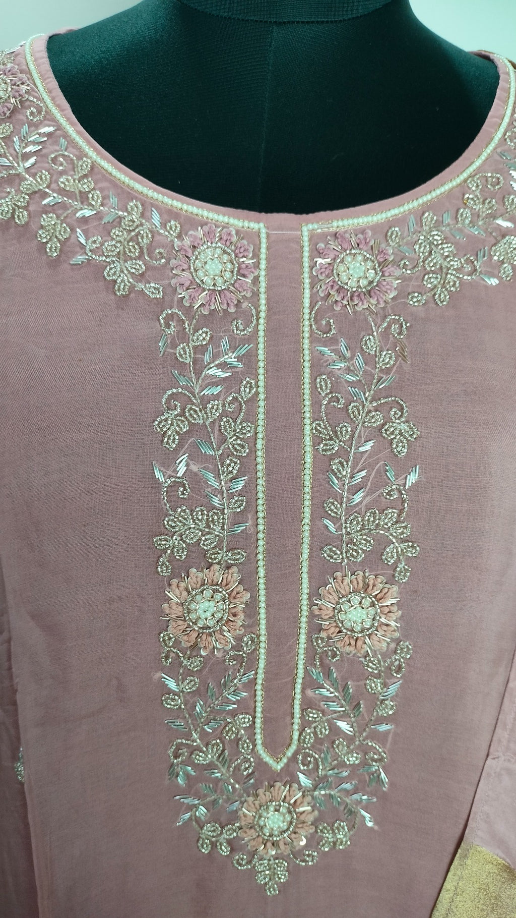 Dusty Pink soft Organza A- line 3-piece suit set