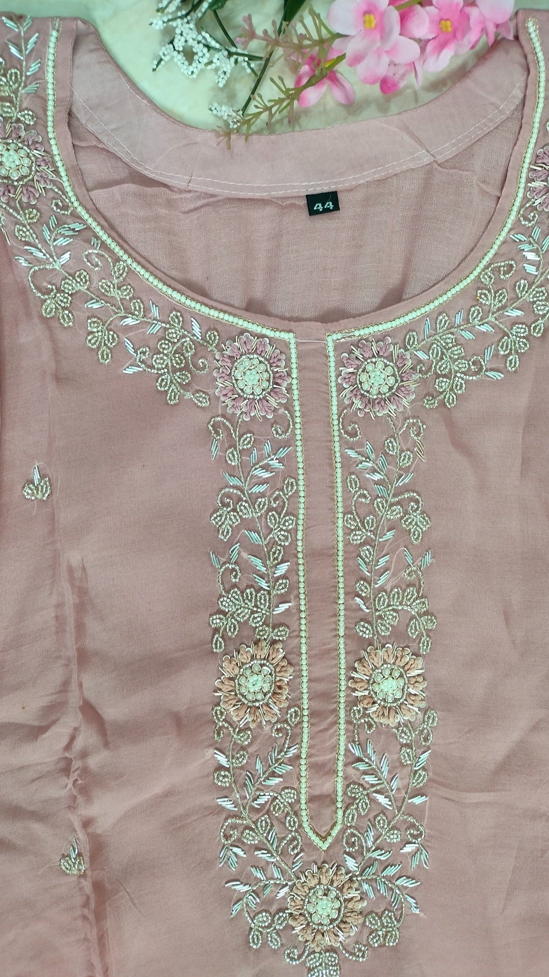 Dusty Pink soft Organza A- line 3-piece suit set