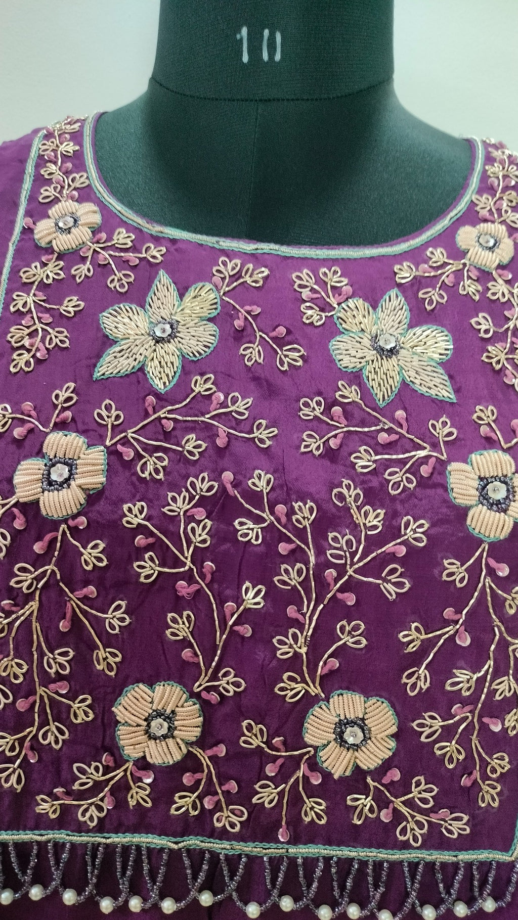 Magenta Purple colour A-line Crepe asymmetric suit set