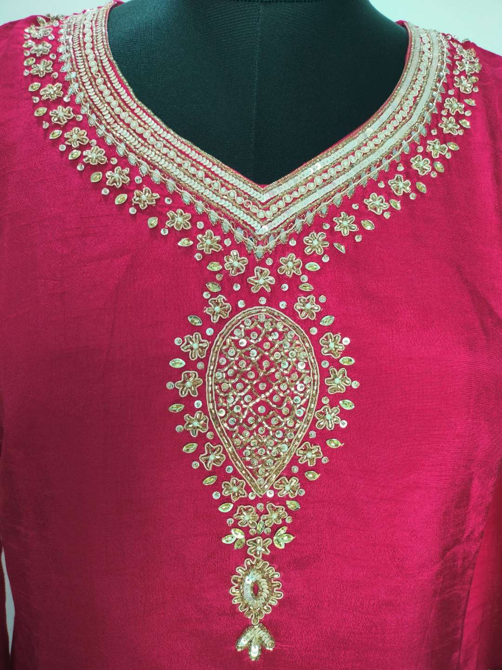 Dark pink colour dola silk straight fit 3-piece suit set