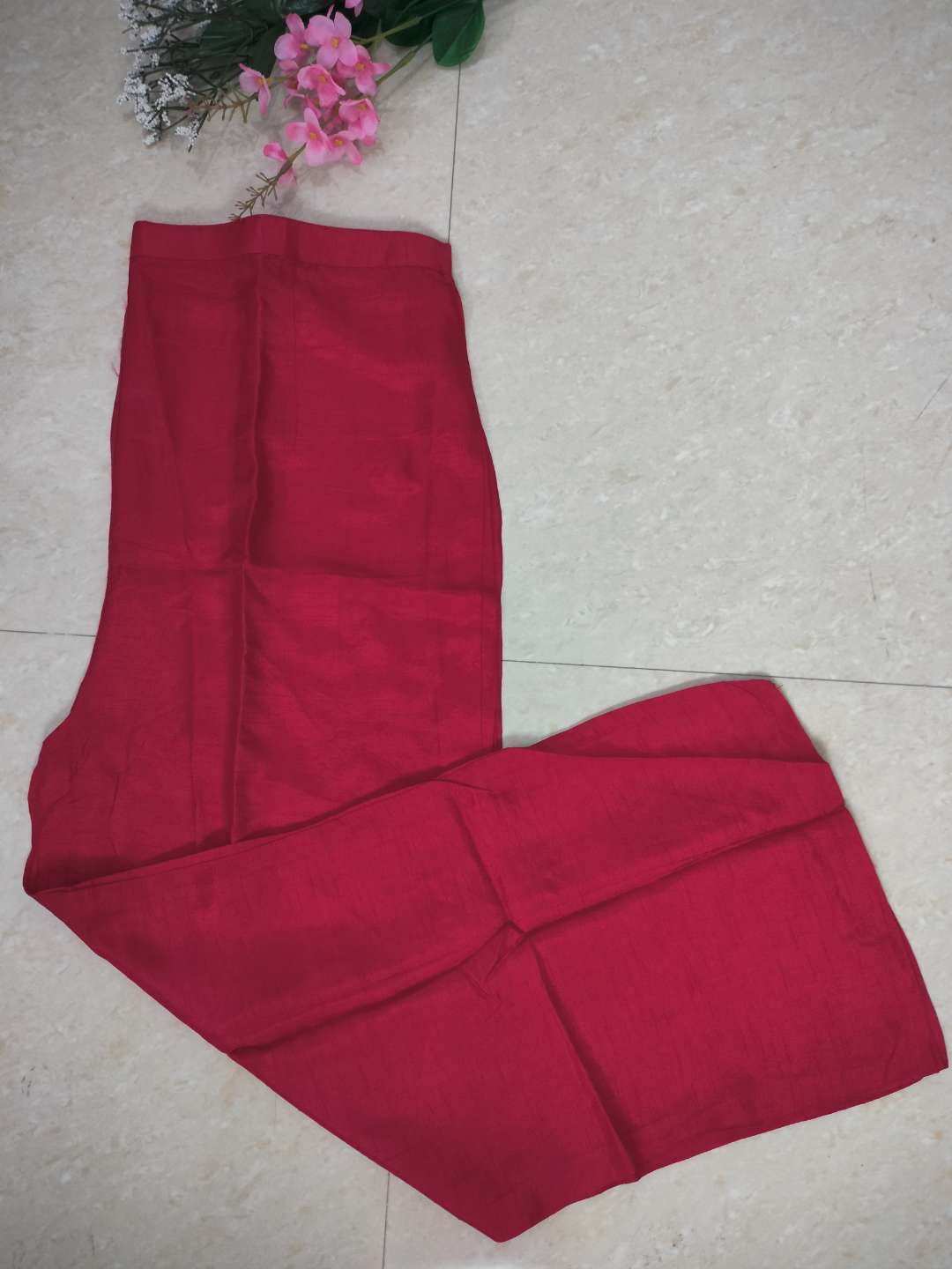 Dark pink colour dola silk straight fit 3-piece suit set