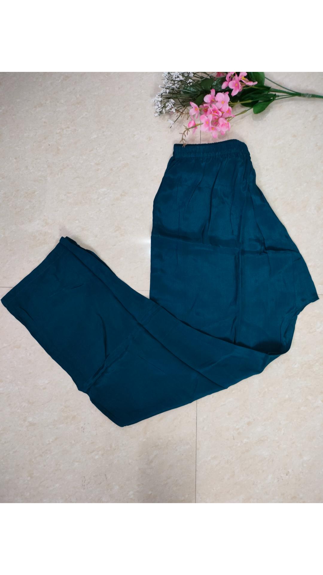 Teal colour A-line Crepe asymmetric suit set