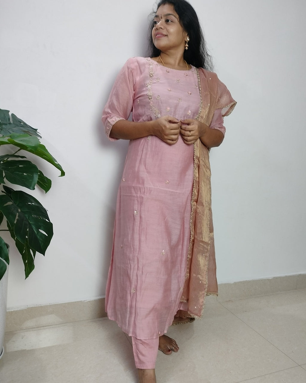 Premium Mulchanderi 3 piece A-line kurthi set