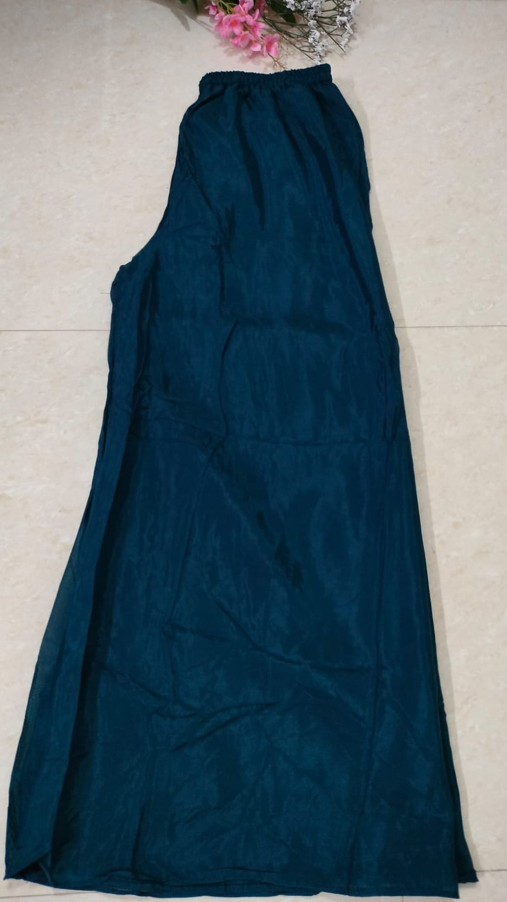 Teal colour Vatican silk kurta-palazzo/co-ord set