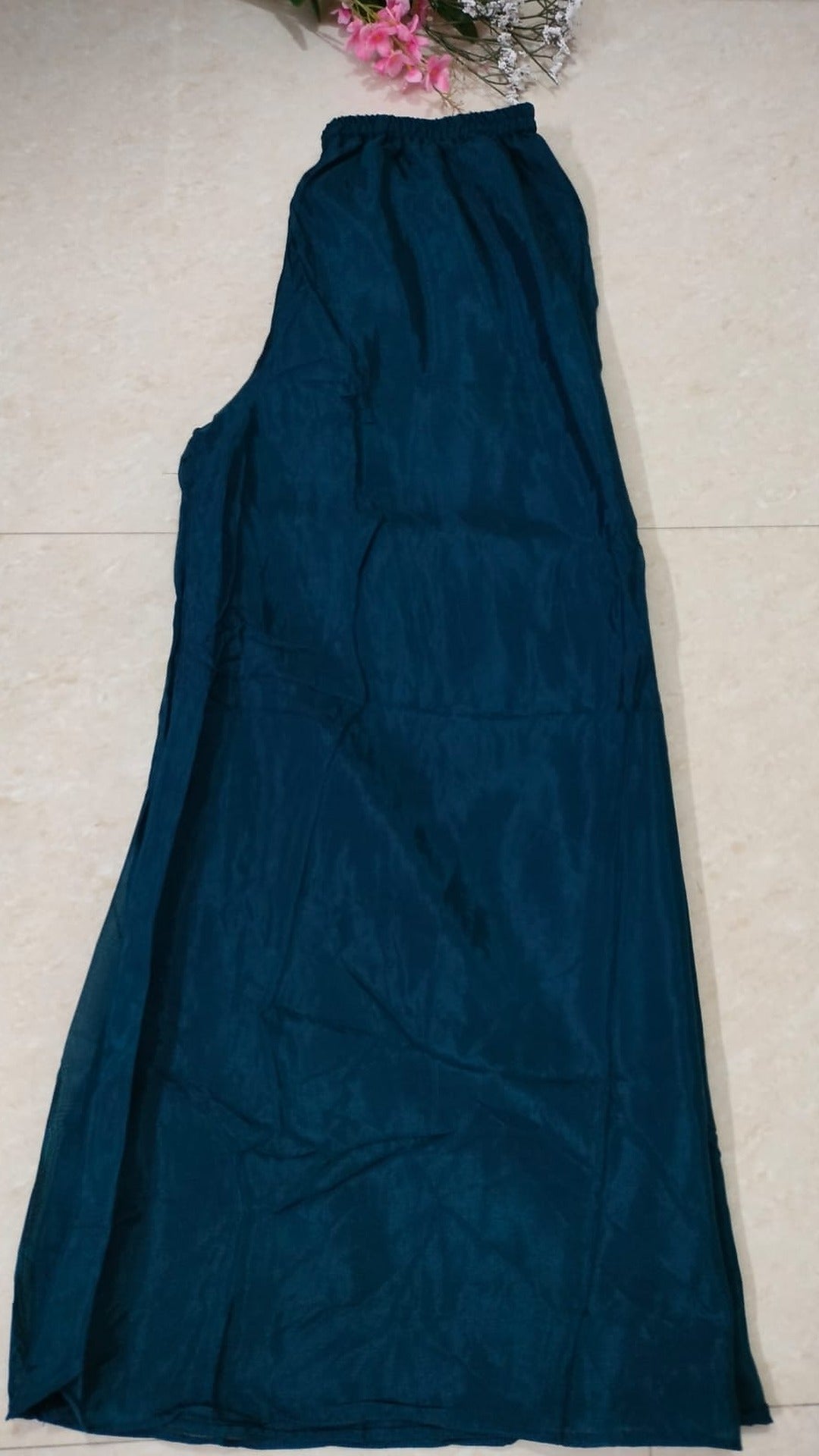 Teal colour Vatican silk kurta-palazzo/co-ord set