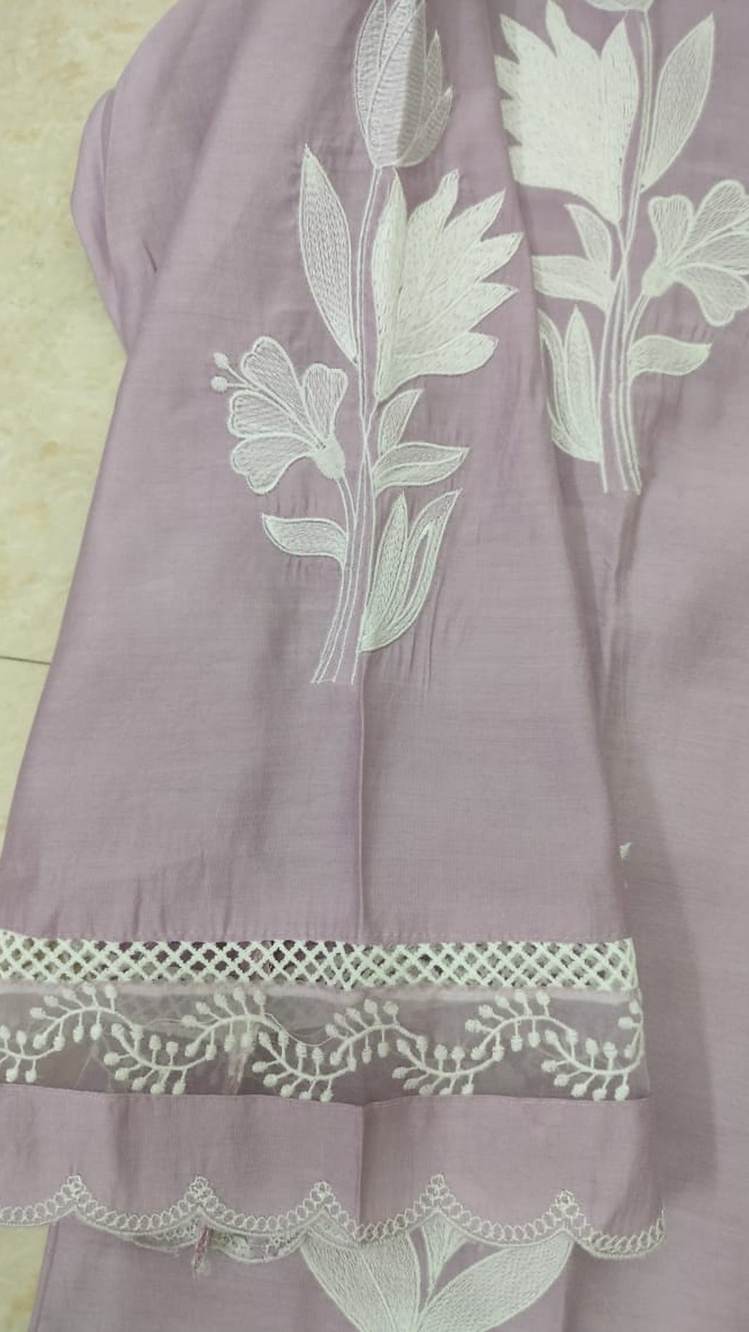 Soft lavender silk blend straight cut suit set